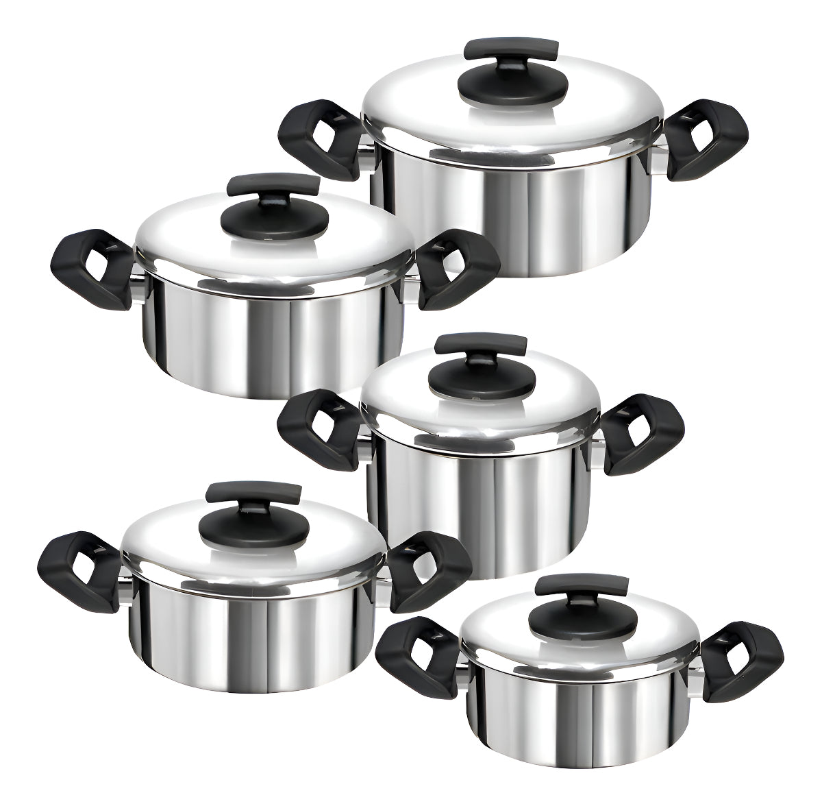 Jogo 5 Panelas Aluminio Polido Grandes E Grossas Cor Prateado