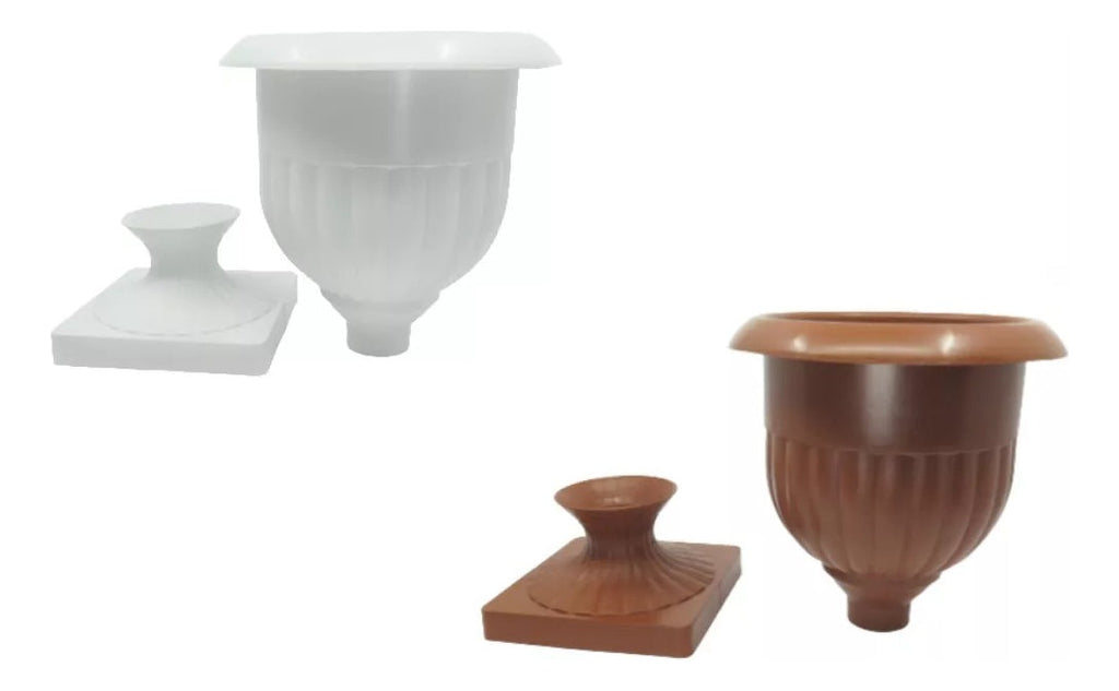 Vaso Decoração Cachepô Taça Alta Estilo Grego Branco 2uni