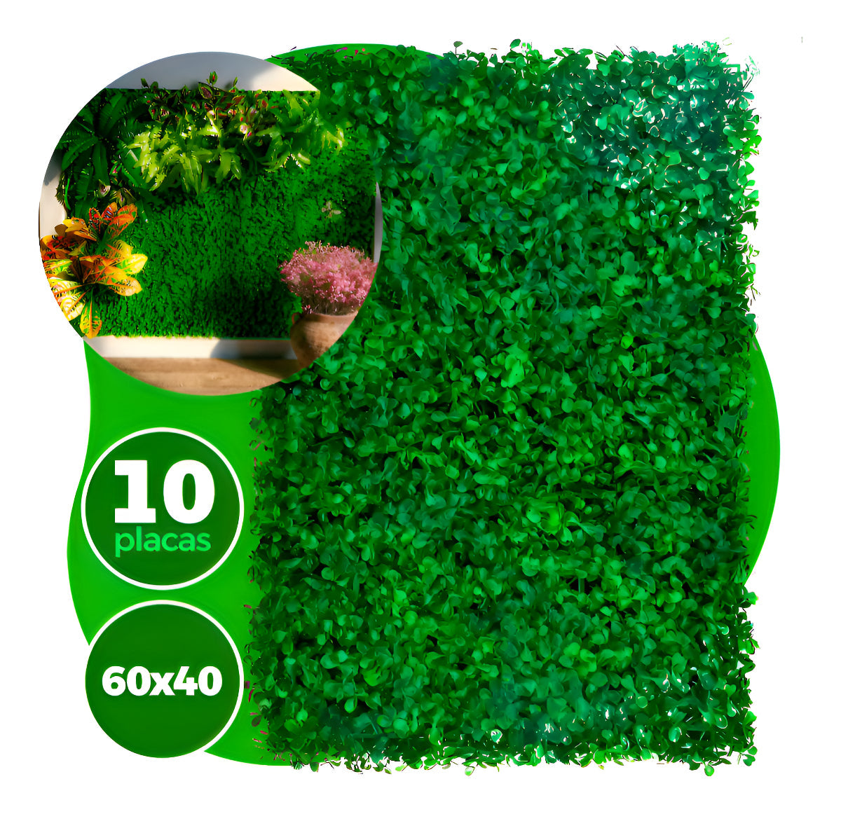 Kit 10 Placas De Parede Verde Folhagem Sintético Artificial Para Jardim Vertical Muro De Plantas Buchinhos Painel Cheios Inglês 40x60cm Grama Decoração Casa Comércio Área Interna&nbsp;e&nbsp;externa&nbsp;floresta&nbsp;ur