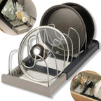 Organizador De Tampa Gaveta Cozinha Encaixe Prato Expansível Cor Cinza-escuro