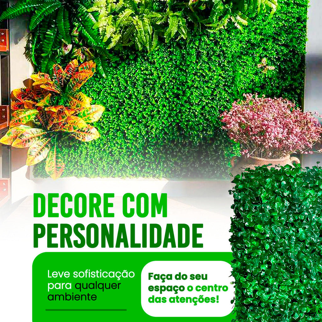 Kit 10 Placas De Parede Verde Folhagem Sintético Artificial Para Jardim Vertical Muro De Plantas Buchinhos Painel Cheios Inglês 40x60cm Grama Decoração Casa Comércio Área Interna&nbsp;e&nbsp;externa&nbsp;floresta&nbsp;ur