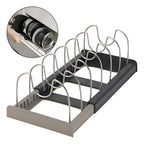 Organizador De Tampa Gaveta Cozinha Encaixe Prato Expansível Cor Cinza-escuro