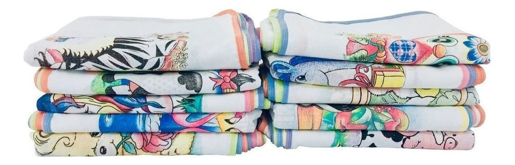 Pano De Prato Atacado Vies Estampado Kit Com 10 Peças