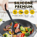 Lumai utensil silicone premium set conjunto 10 utensílios de cozinha cor preto escumadeira colheres espatulas pegador
