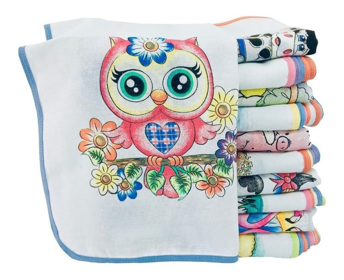 Pano De Prato Atacado Vies Estampado Kit Com 10 Peças