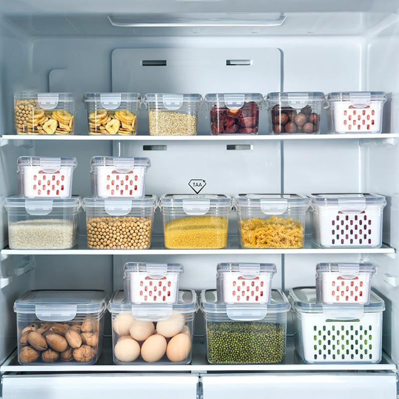 Kit 3 Organizadores Geladeira 5.6 Litros Com Tampa Antivazamento Alimentos Vegetais Cesto Porta Frutas Clear Fresh - Marca Macater