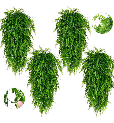 4 Pendentes De Samambaia Artificial Jardim Vertical Folhagem
