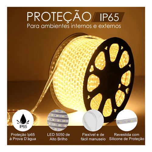 Mangueira Led 5050 Chata 15m Branco Quente Sancas 14,4w/m