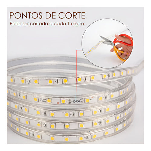 Mangueira Led 5050 Chata 15m Branco Quente Sancas 14,4w/m