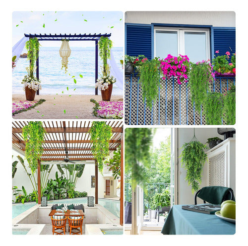 4 Pendentes De Samambaia Artificial Jardim Vertical Folhagem