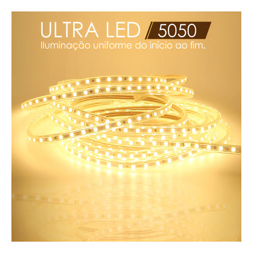 Mangueira Led 5050 Chata 15m Branco Quente Sancas 14,4w/m