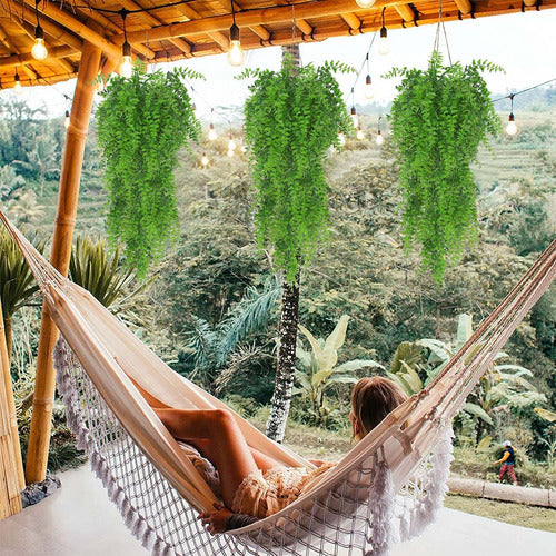 4 Pendentes De Samambaia Artificial Jardim Vertical Folhagem